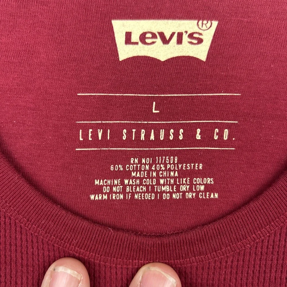 Levi's Strauss T-Shirt Men‎ L Tibetan Red Graphic Thermal Crew Long Sleeve